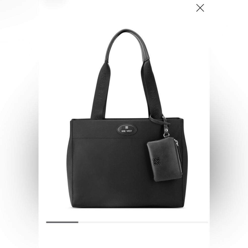 Nine West Pyper large laptop tote bag in black faux leathe